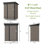 5x3 FT Metal Outdoor Storage Shed with Lockable Door
