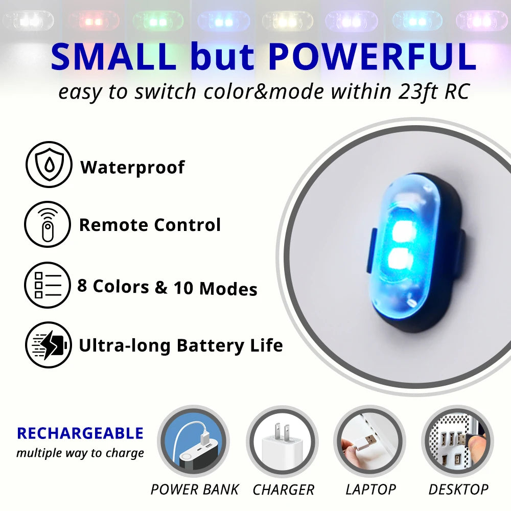 RGB LED Portable Party Lights Remote Control Wireless Lighting Rechargeable Car Footwell Light Under Glow Kit Accessories Gift
