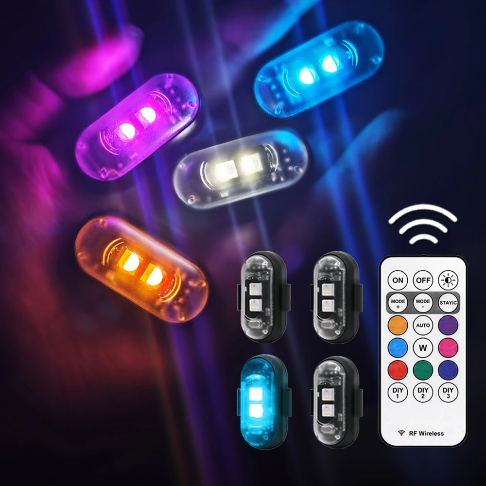 RGB LED Portable Party Lights Remote Control Wireless Lighting Rechargeable Car Footwell Light Under Glow Kit Accessories Gift