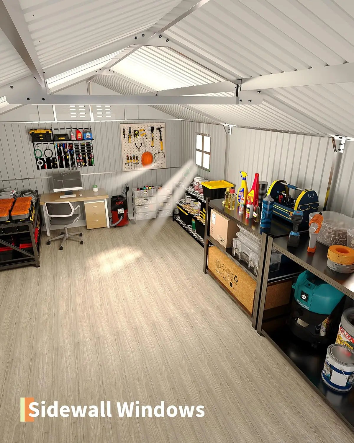 Enclosed Metal Carport 12x20 FT Steel Roof Garage Shed