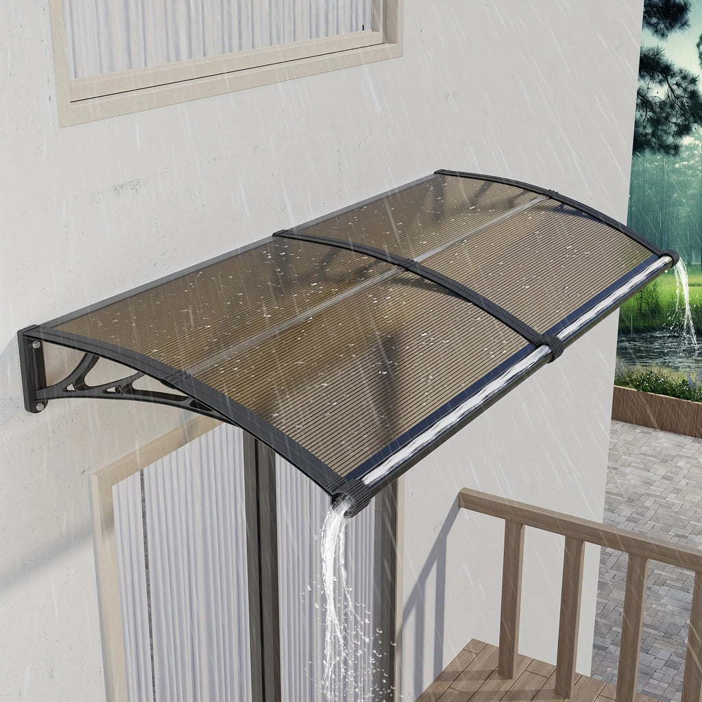 Brown Polycarbonate Gutter Awning for Door Sun Shade