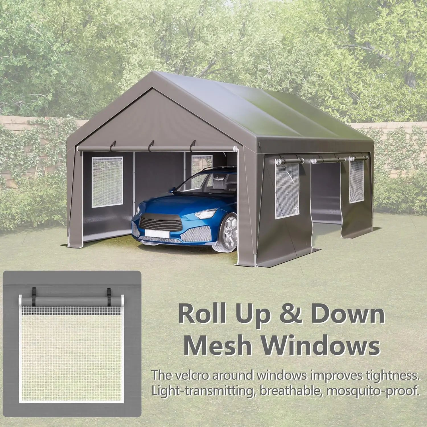 Heavy Duty 13x20 Carport Canopy with Ventilated Sidewalls