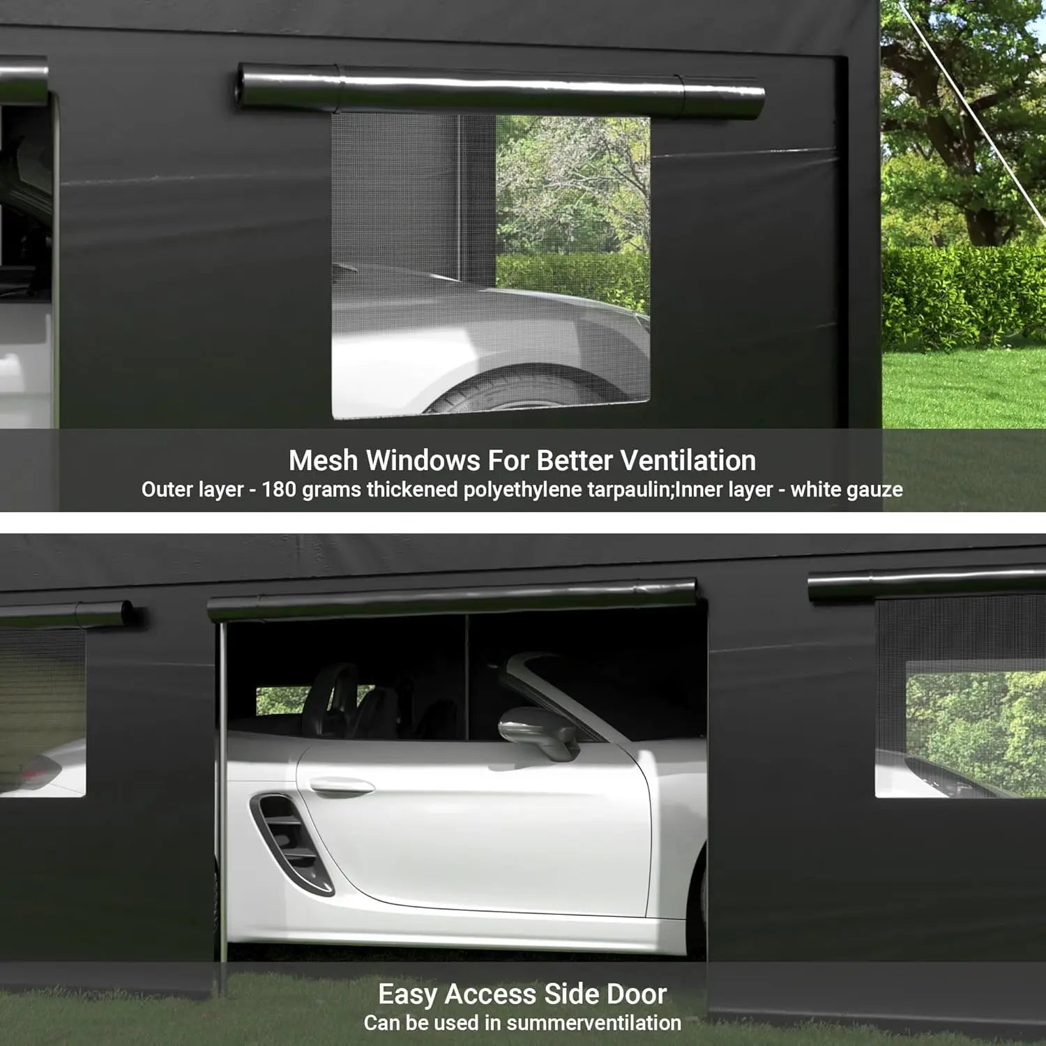 12x20 FT Heavy Duty Carport Portable Garage with Windows