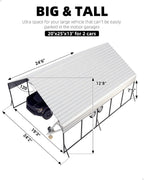 Metal Carport Portable Garage for 2 Cars 20'x25'x13' Gray