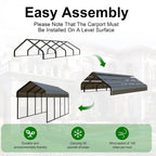 10x20ft Heavy Duty Metal Carport Garage Canopy
