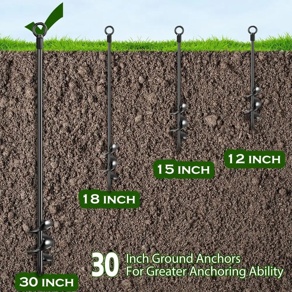 30 Inch Heavy Duty Ground Anchors Kit 6 Pcs Solid Steel