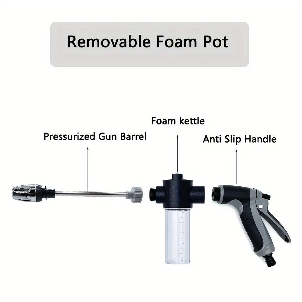 High Pressure Water Gun with Foam Bottle – Garden Hose Car Washer