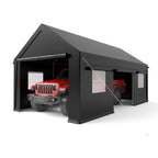 12x20 FT Heavy Duty Carport Portable Garage with Windows