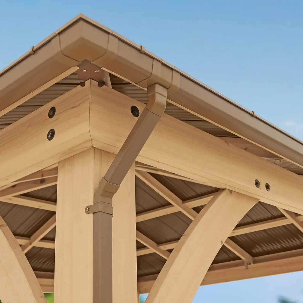 Meridian Gazebo Rain Gutters Complete System with 4 Down Spouts