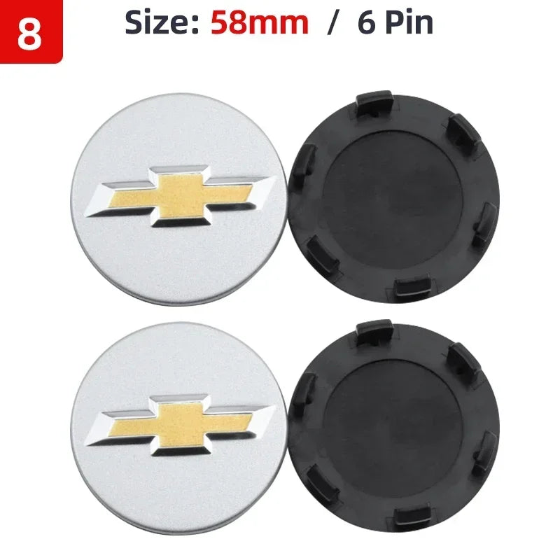 4pcs 53mm 58mm 59mm 64mm Car Wheel Center Hub Caps Cover for Chevrolet Lacetti Aveo Cobalt Malibu Trax Camaro Sail Captiva Spark
