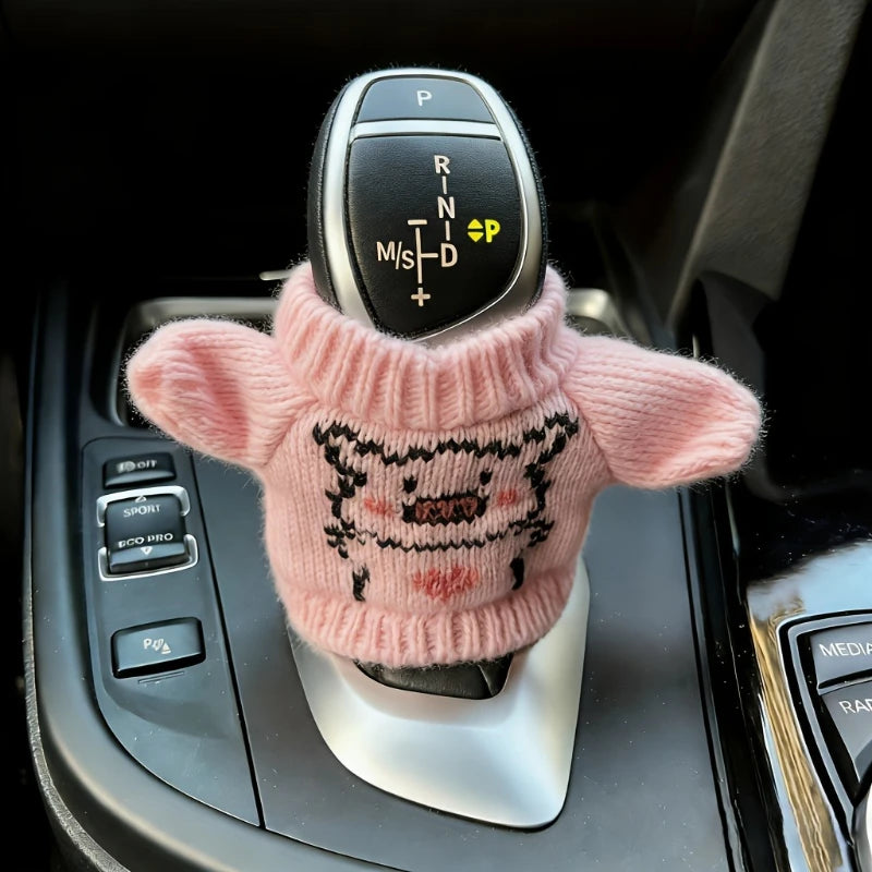 1PC Cute Pig Cartoon Car Gear Shift Cover Funny Auto Interior Decor Accessories