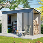 10 X 4 FT Metal Outdoor Storage Shed with Floor Base
