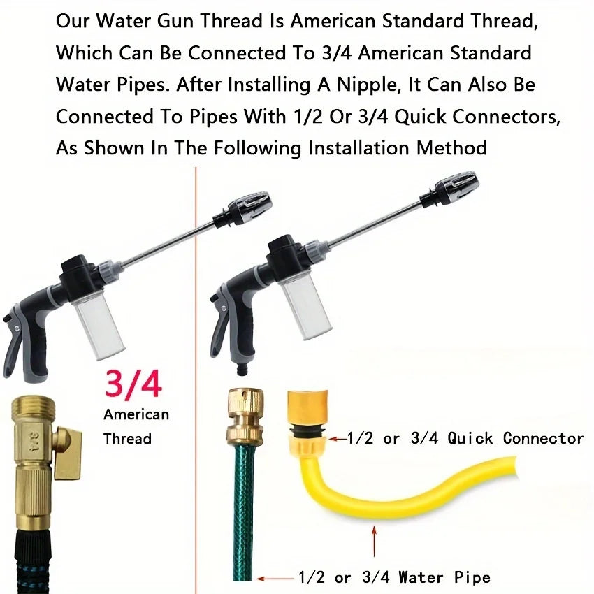 High Pressure Water Gun with Foam Bottle – Garden Hose Car Washer
