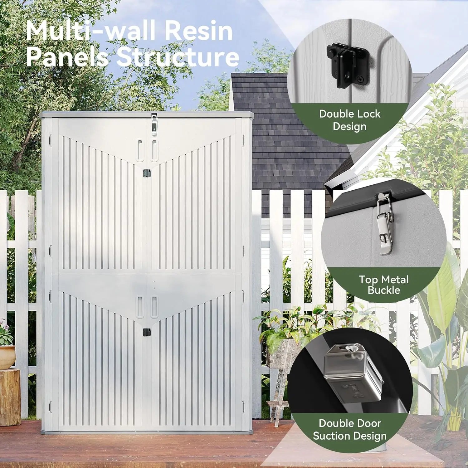 Waterproof Outdoor Storage Shed 64 Cu Ft for Garage Garden