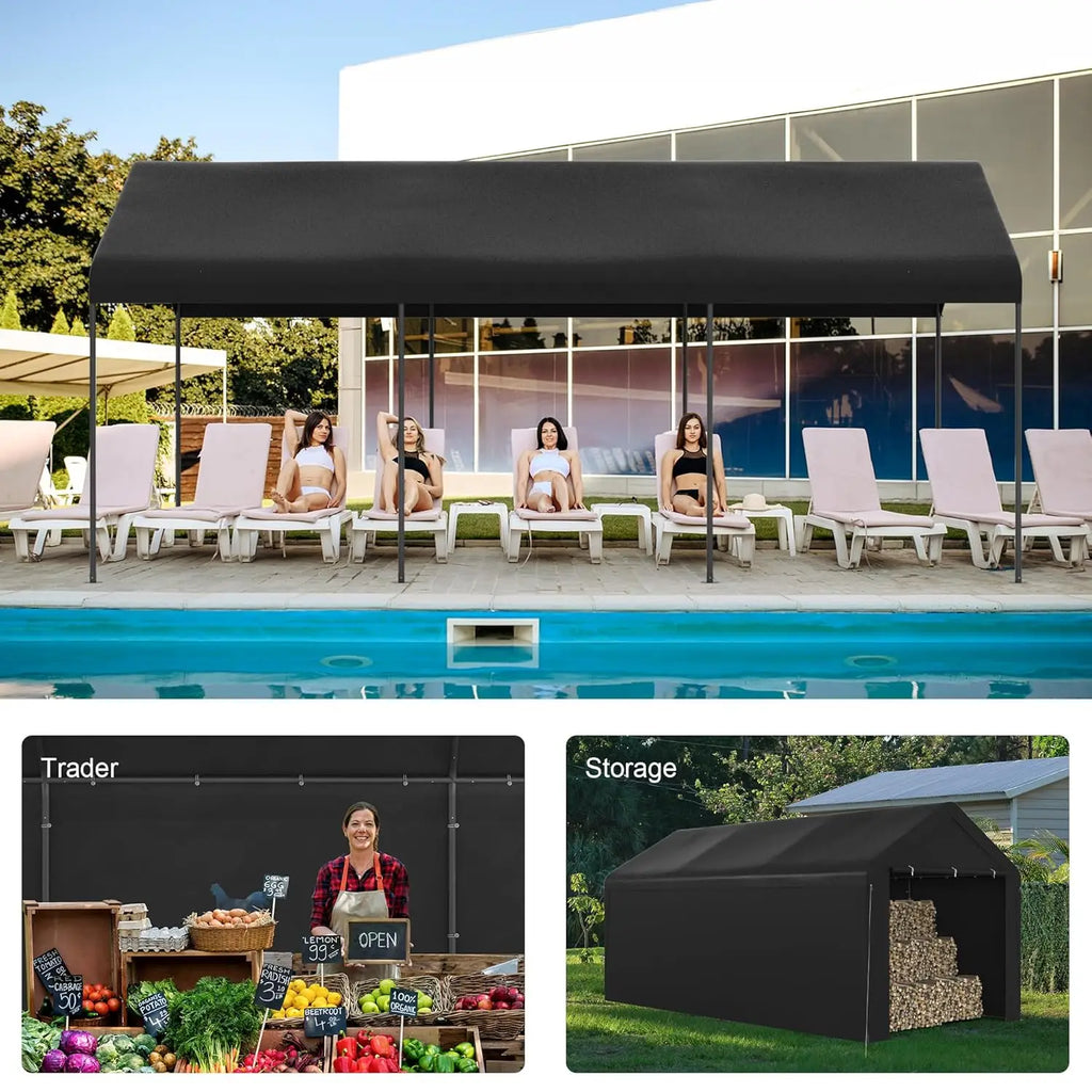 10x20 Heavy Duty Carport Garage with Removable Sidewalls