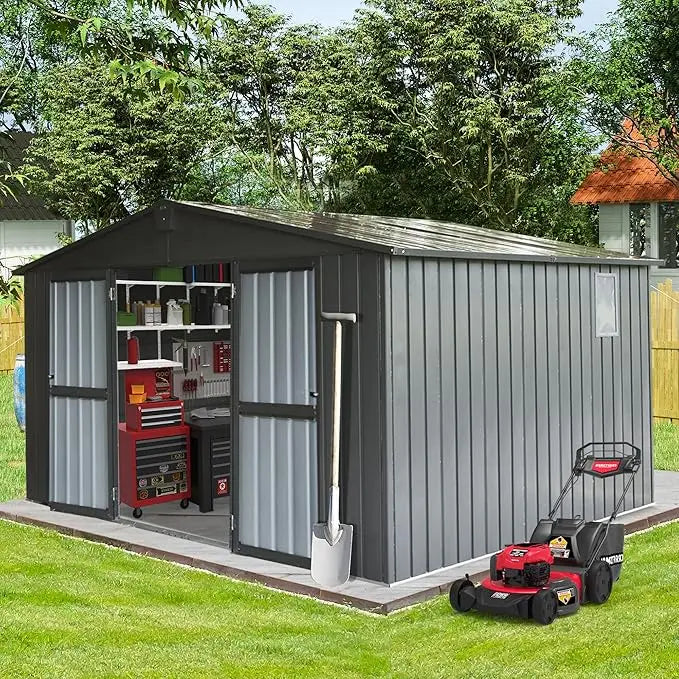 Metal Outdoor Storage Shed 11x9 FT with Lockable Doors
