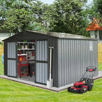Metal Outdoor Storage Shed 11x9 FT with Lockable Doors