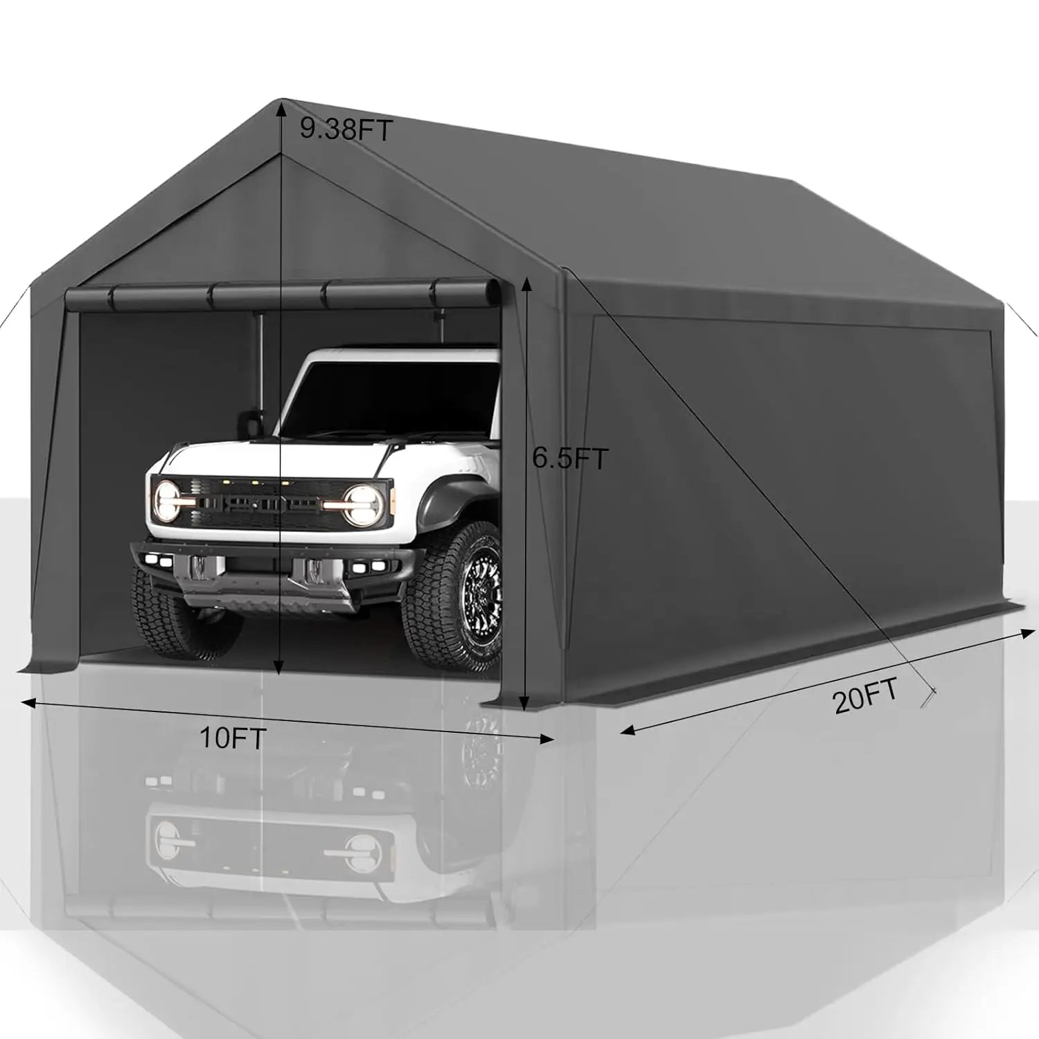 Portable 10x20ft Heavy Duty Carport Canopy Tent with Sidewalls