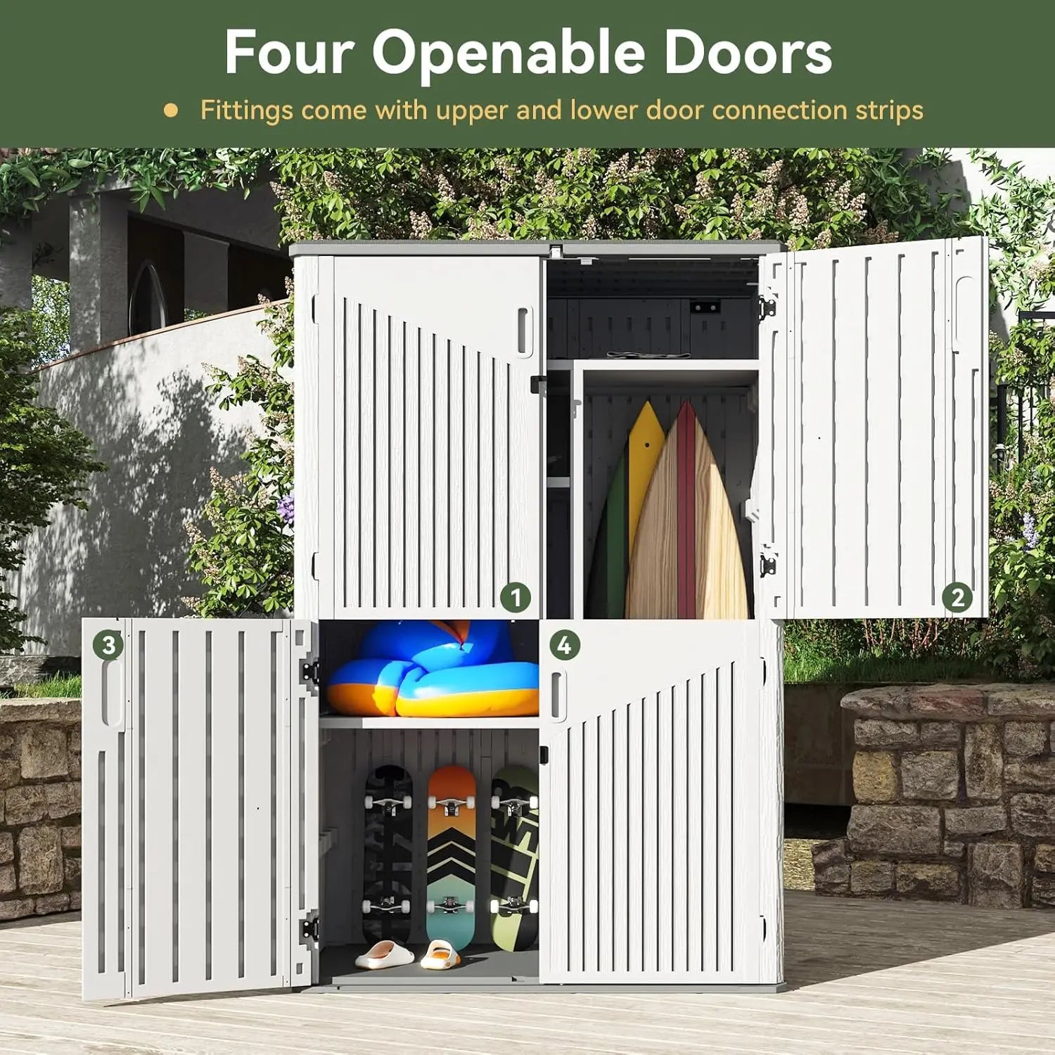Waterproof Outdoor Storage Shed 64 Cu Ft for Garage Garden