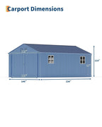 Enclosed Metal Carport 12x20 FT Steel Roof Garage Shed