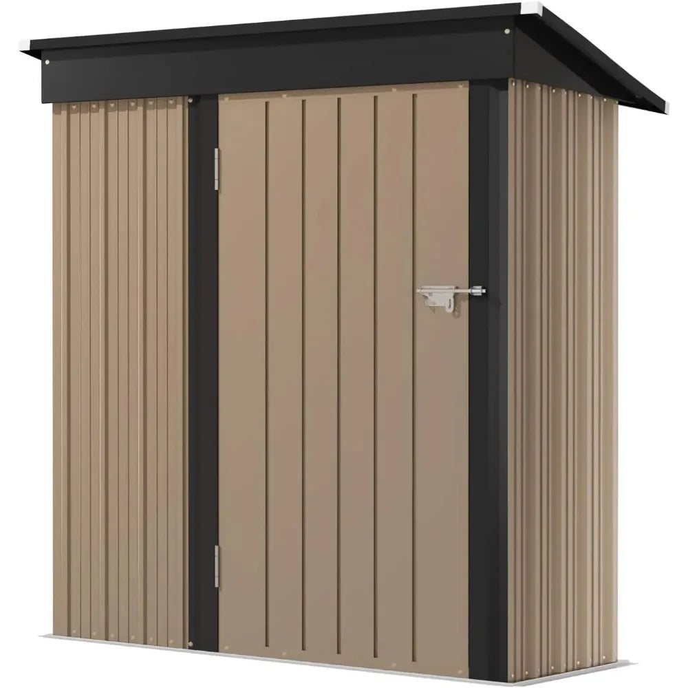 Lockable Metal Garden Shed 5 X 3 Feet Brown Storage