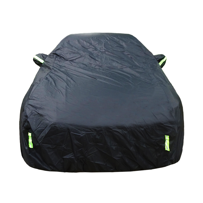 Black Car Cover Full Exterior Dustproof Protection with Reflective Strips