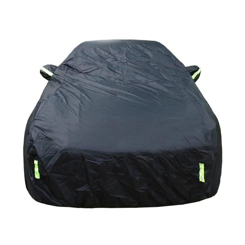 Black Car Cover Full Exterior Dustproof Protection with Reflective Strips
