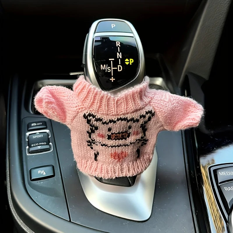 1PC Cute Pig Cartoon Car Gear Shift Cover Funny Auto Interior Decor Accessories