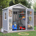 6x4.5 Ft Resin Garden Shed with Lockable Doors and Flooring