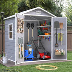 6x4.5 Ft Resin Garden Shed with Lockable Doors and Flooring