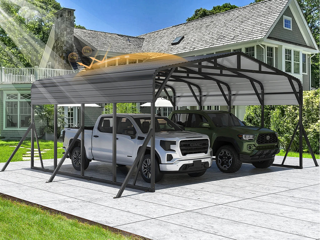 Metal Carport Garage for Two Cars 20x20FT Portable Shelter