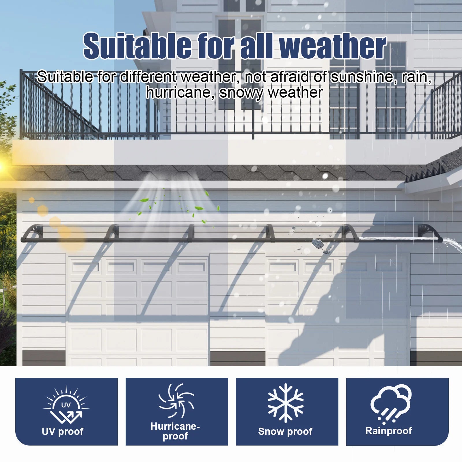 Polycarbonate Window Awning Canopy with Gutter Protection