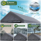 Heavy Duty 10x20 Ft Steel Canopy Carport Storage Shed
