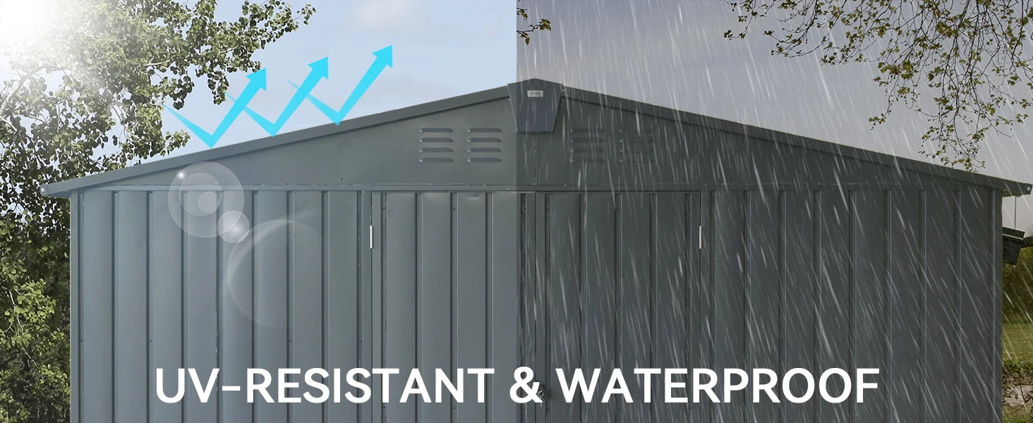 Metal Outdoor Storage Shed 11x9 FT with Lockable Doors
