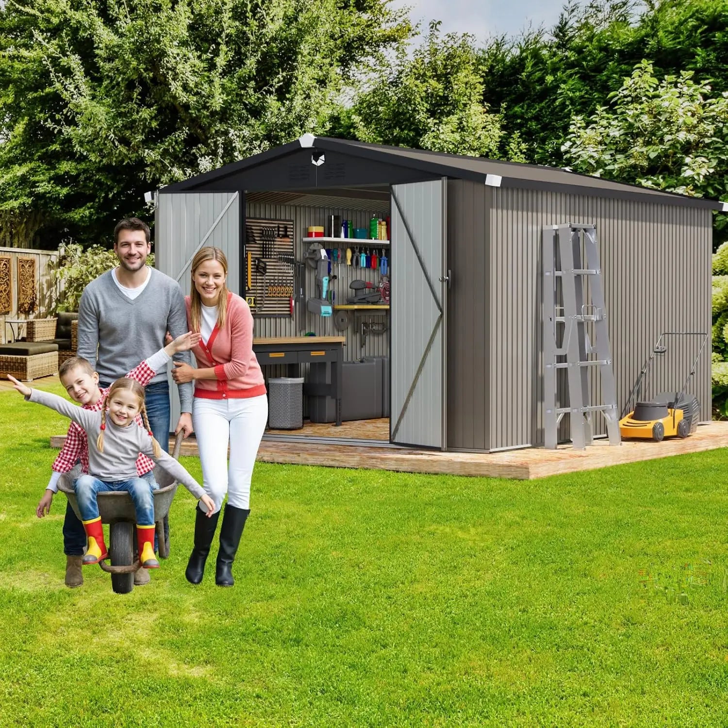Metal Storage Shed 10x12 Waterproof Customizable Backyard