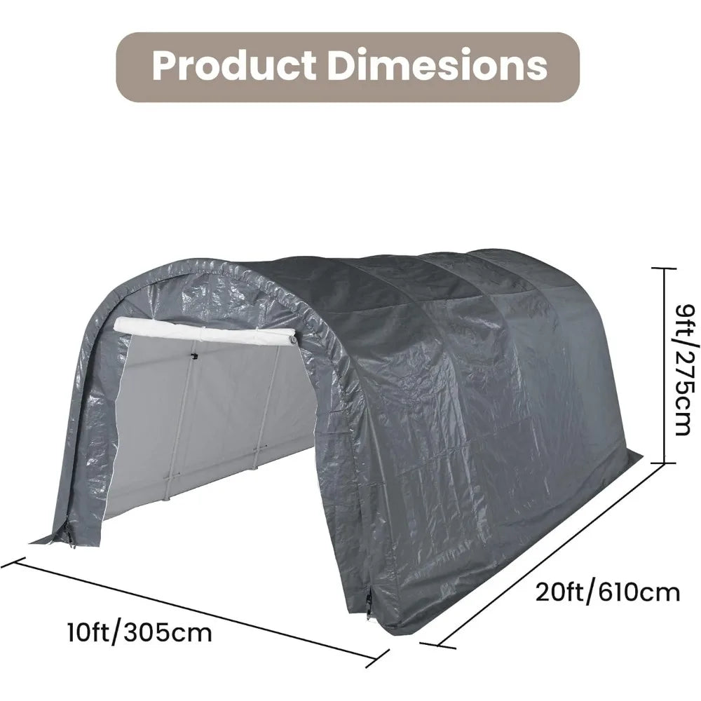 10x20 FT Heavy Duty Car Canopy Garage with Steel Frame
