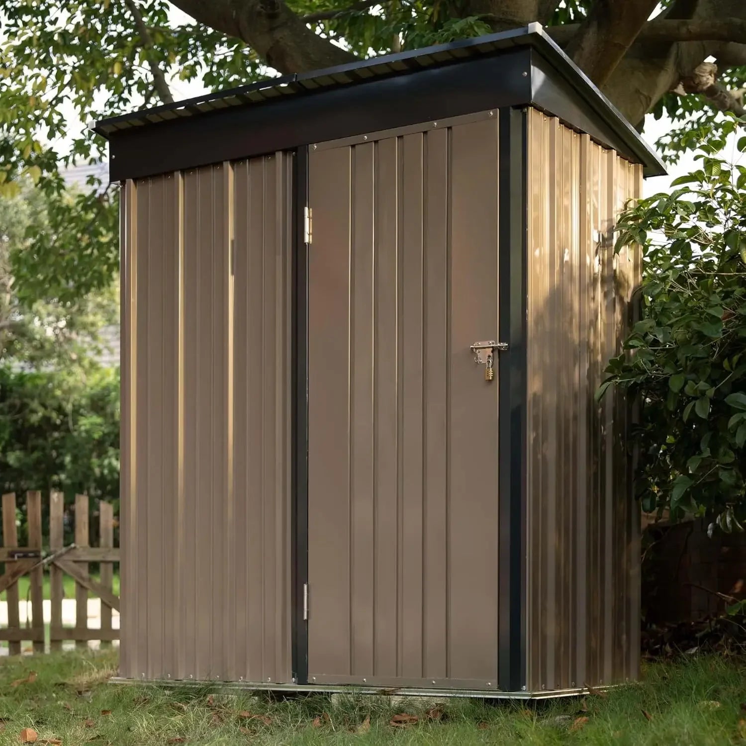Lockable Metal Garden Shed 5 X 3 Feet Brown Storage