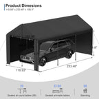 10x20 Heavy Duty Carport Garage with Removable Sidewalls