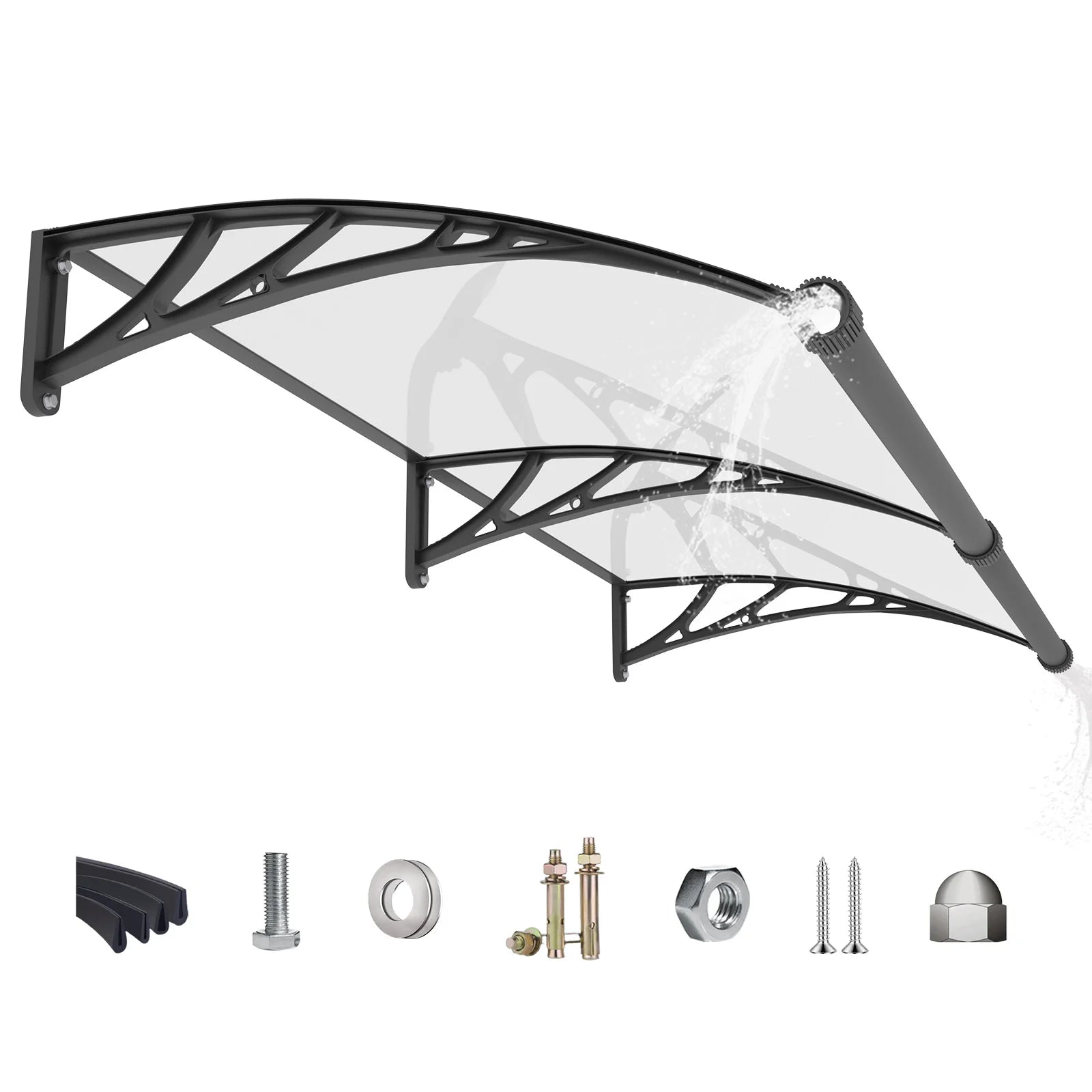 Polycarbonate Window Awning Canopy with Gutter Protection
