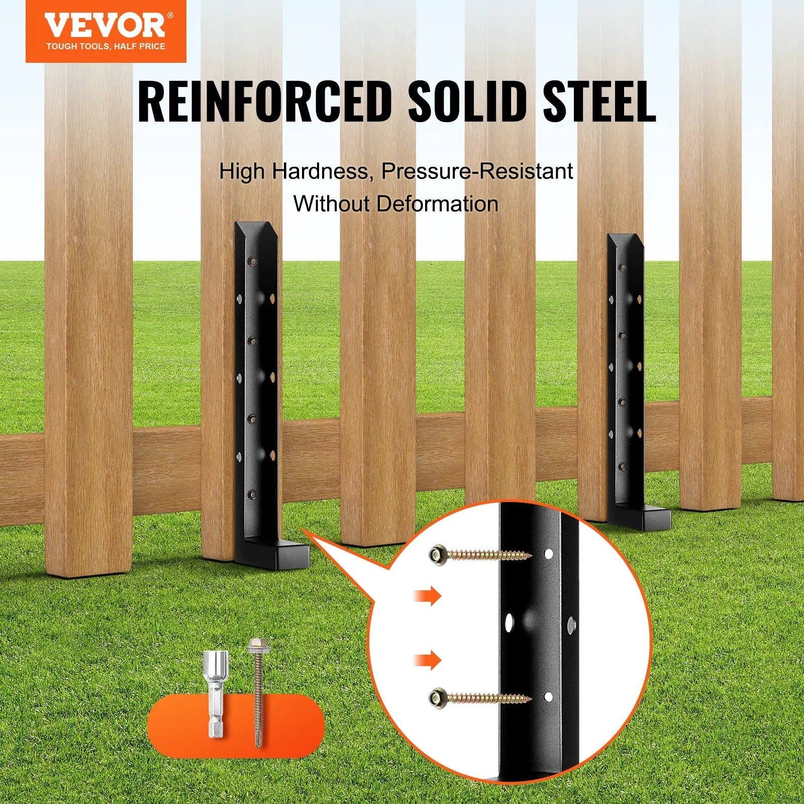 Heavy Duty Steel Fence Post Anchor Kit 4 Pack 2 X 2 Inches
