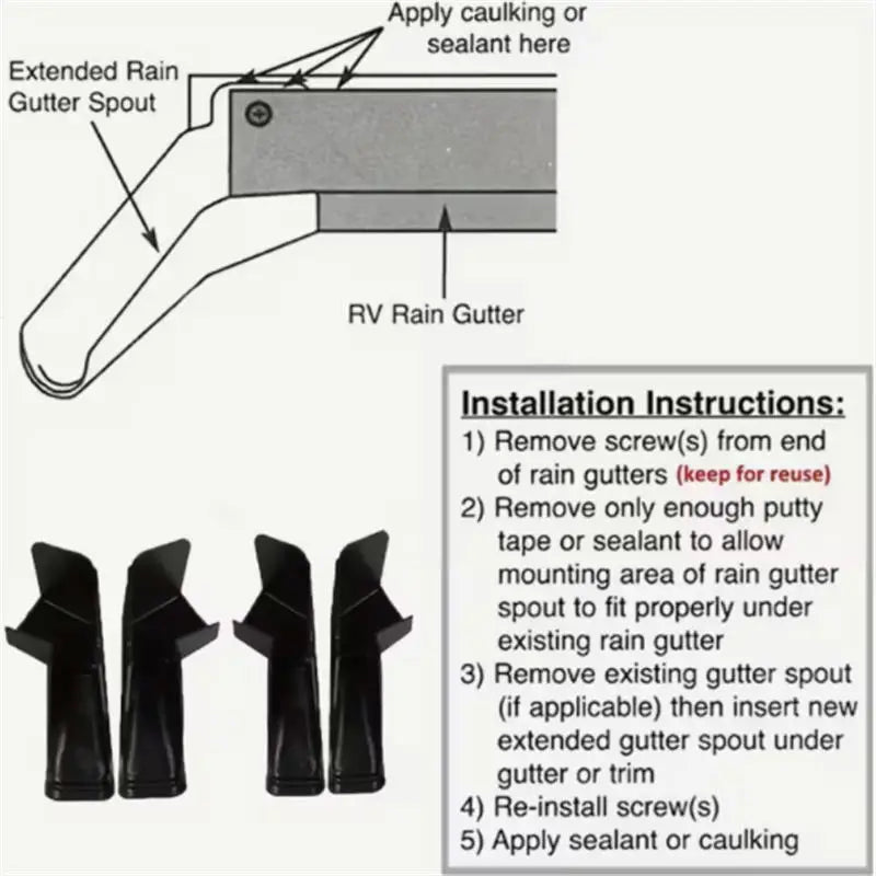 RV Gutter Spouts Mini Gutters for Drip Edge Rainwater