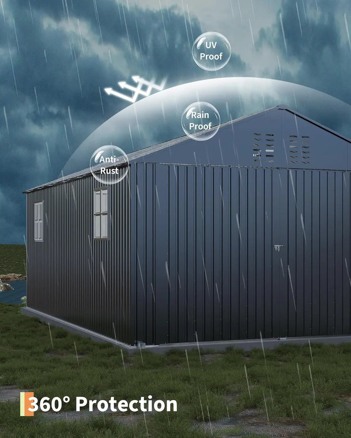 Enclosed Metal Carport 12x20 FT Steel Roof Garage Shed