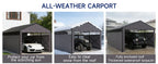 Heavy Duty Metal Carport 22x11 FT with Oxford Cloth Enclosure