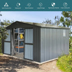 Metal Outdoor Storage Shed 11x9 FT with Lockable Doors