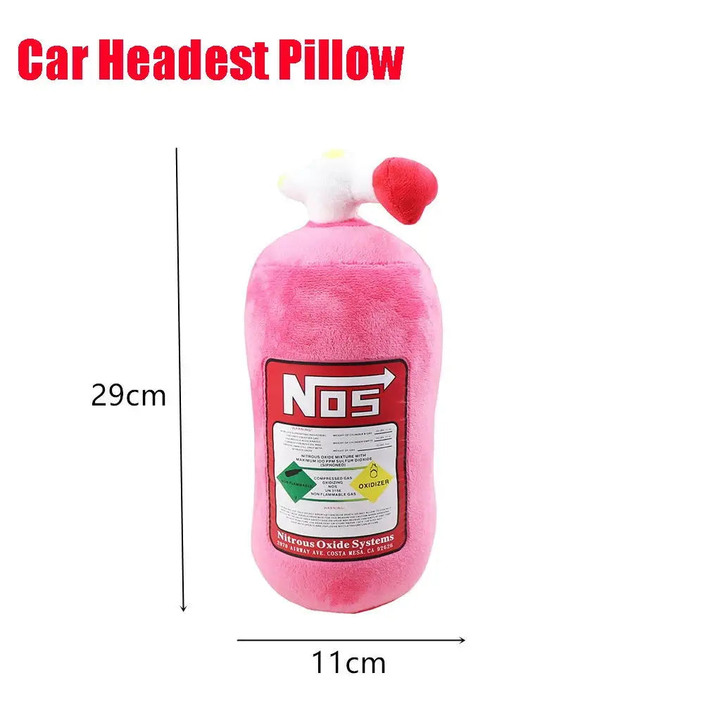 New Car Neck Pillow Car Headrest for Driver Front Passenger Seat NOS Bottle Pillow Car Decor Headrest Cushion Plush Pillow