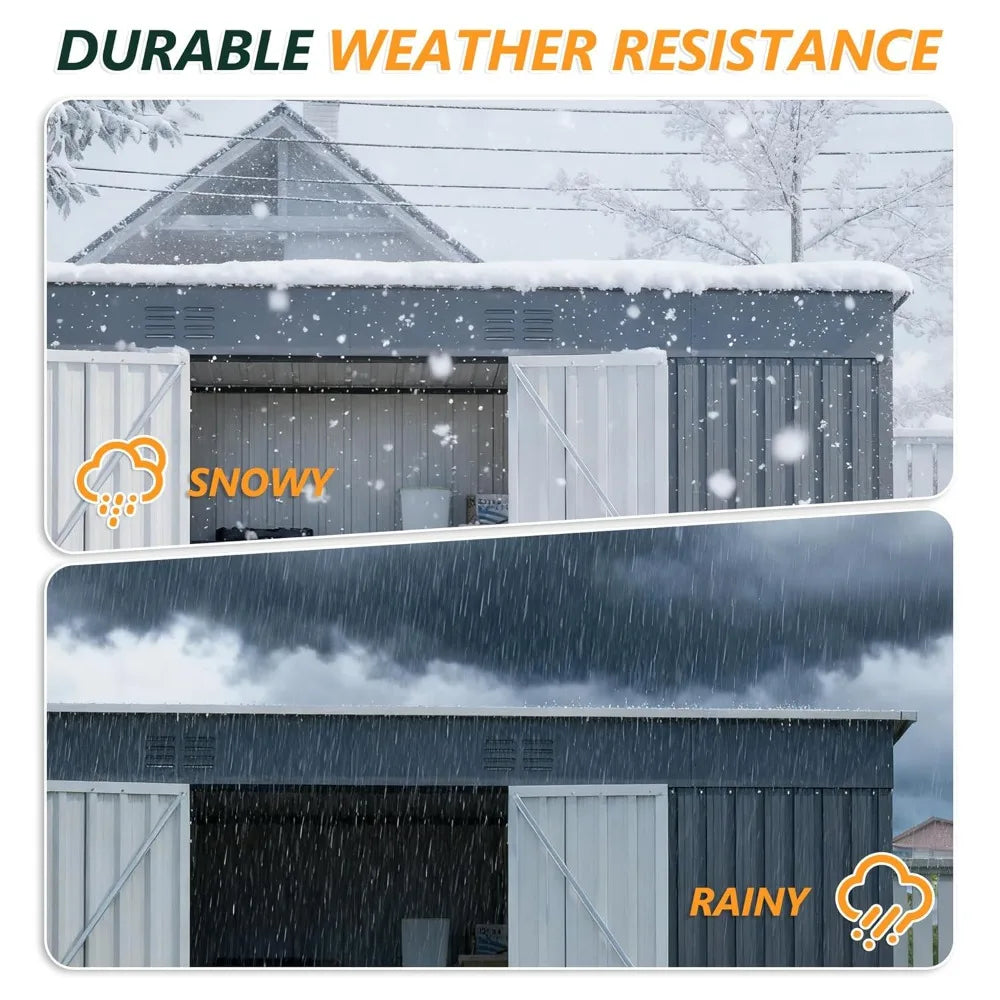10 X 4 FT Metal Outdoor Storage Shed with Floor Base