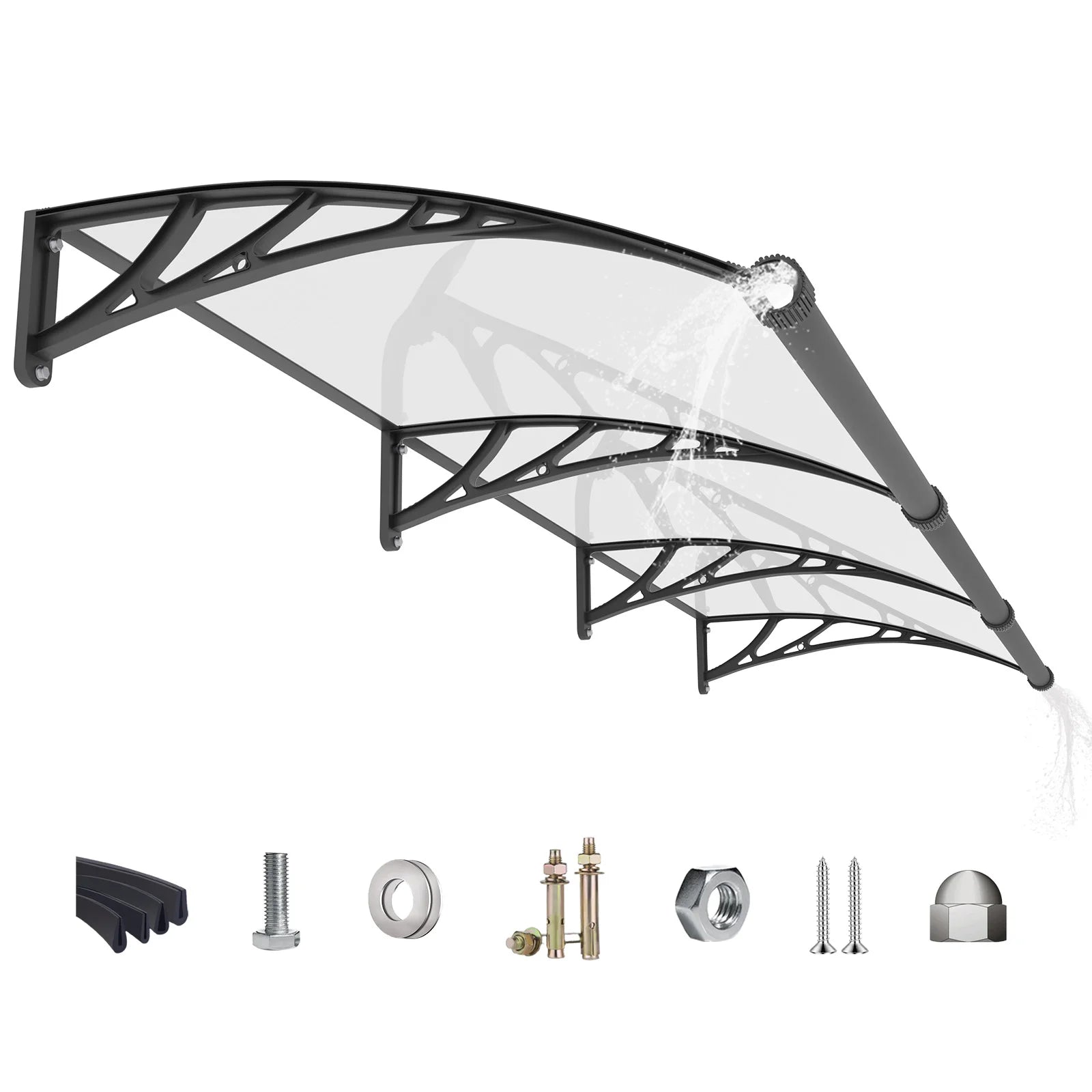 Polycarbonate Window Awning Canopy with Gutter Protection