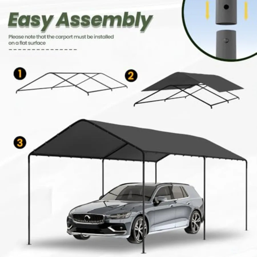 10' x 20' Heavy Duty Carport Garage Canopy with Sidewalls