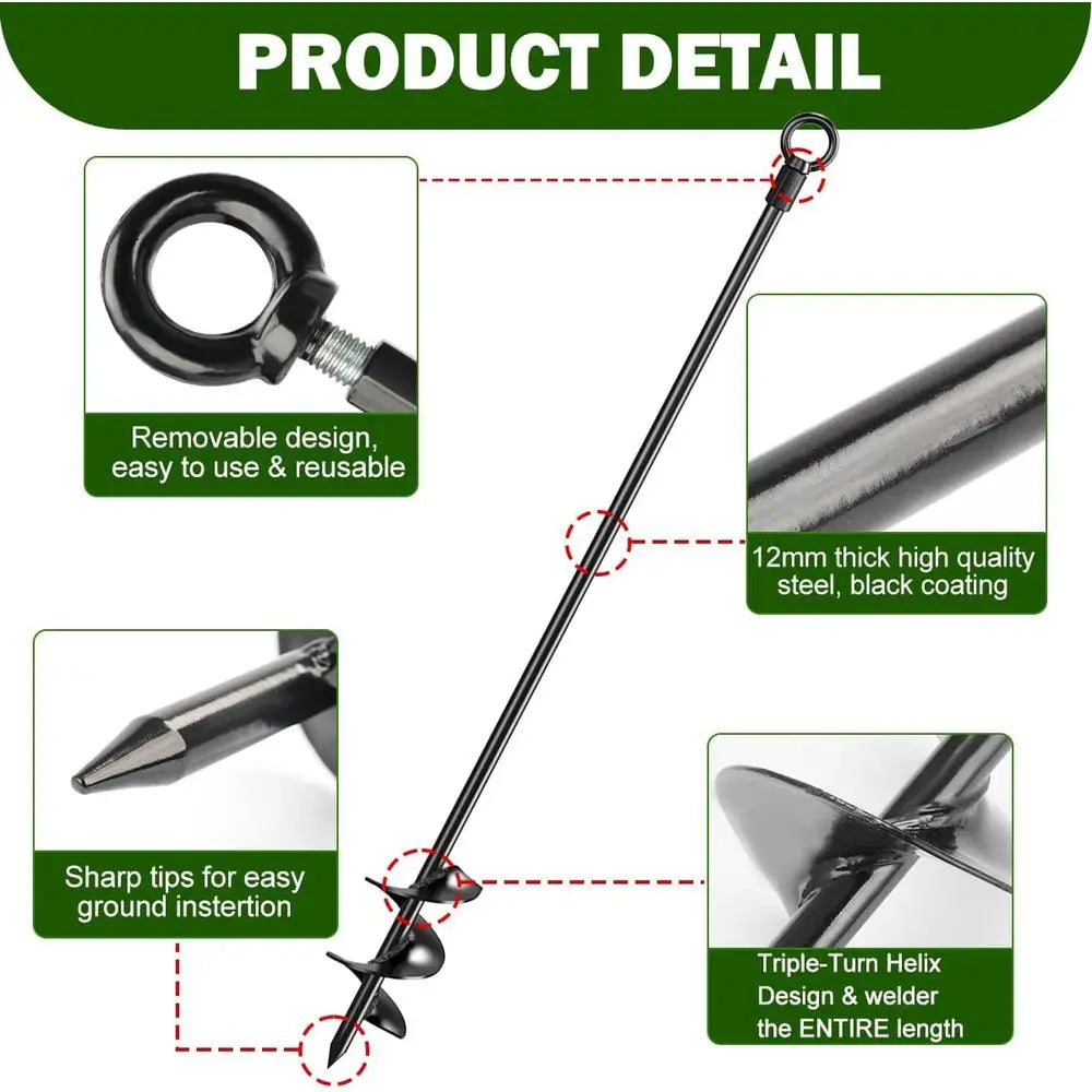 30 Inch Heavy Duty Ground Anchors Kit 6 Pcs Solid Steel