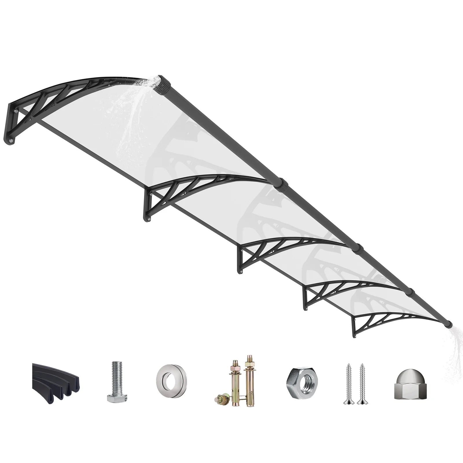 Polycarbonate Window Awning Canopy with Gutter Protection